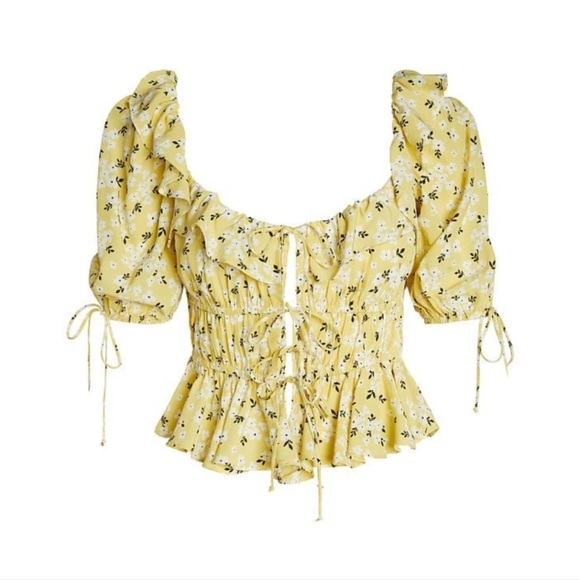For Love & Lemons Chrysanthemum Blouse in Lemonade - Picture 3 of 8